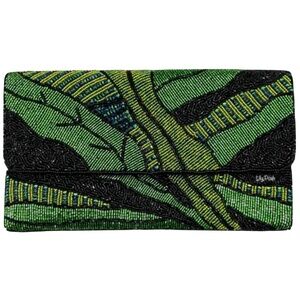 Hand Beaded Clutch, Seed Bead Crossbody Clutch Bag, Emerald Clutch